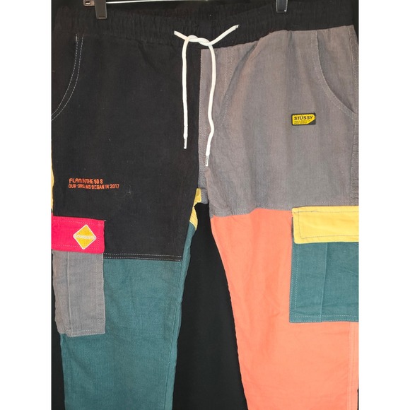 Stussy KCLOT Patchwork‎ Corduroy Pants Mens Size L Streetwear Color Block - Picture 2 of 11